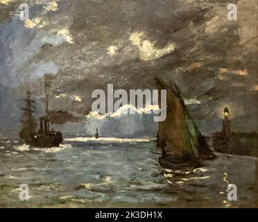 Un paysage marin navigation par Moonlight par Claude Monet à la Galerie nationale d'Écosse Banque D'Images