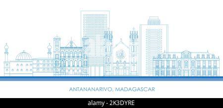 Aperçu Skyline panorama de la ville d'Antananarivo, Madagascar - illustration vectorielle Illustration de Vecteur