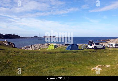 Camping à la ferme de Fidden sur l'île de Mull dans les Hébrides intérieures d'Écosse Banque D'Images