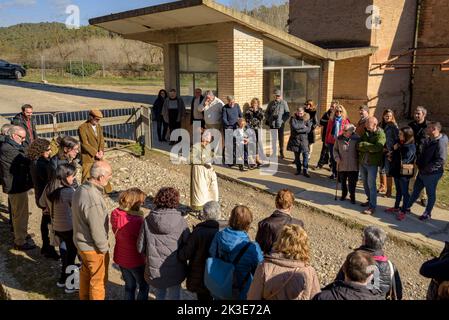 Visite dramatisée au musée de la ville de la compagnie Cal Vidal (Puig-reig, Berguedà, Barcelone, Catalogne, Espagne) ESP: Visita teatralizada en la Colonia Vidal Banque D'Images