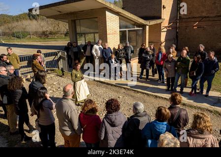 Visite dramatisée au musée de la ville de la compagnie Cal Vidal (Puig-reig, Berguedà, Barcelone, Catalogne, Espagne) ESP: Visita teatralizada en la Colonia Vidal Banque D'Images