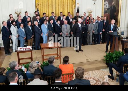 Washington, États-Unis. 26th septembre 2022. Le président des États-Unis Joe Biden accueille les braves d'Atlanta à la Maison Blanche à Washington, DC pour célébrer leur championnat de la série mondiale 2021, 26 septembre 2022. Photo de Chris Kleponis/UPI crédit: UPI/Alay Live News Banque D'Images