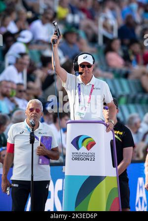 Paul Poiesz est le début de la demi-finale féminine de 200m aux Championnats du monde d'athlétisme, Hayward Field, Eugene, Oregon, États-Unis, le 19th juillet 2022. Tél Banque D'Images