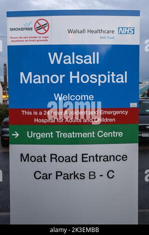 Chemin de fossé, Walsall - 26 septembre 2022 - Hôpital du manoir de Walsall. Crédit photo : Scott cm/Alay Live News Banque D'Images