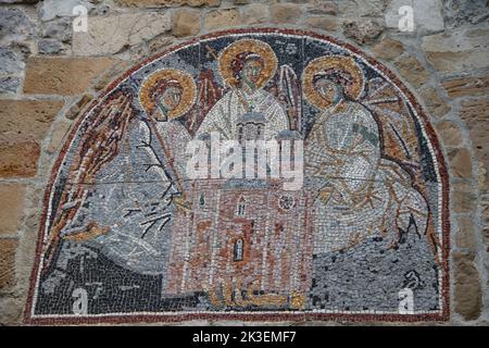Détails et décorations du monastère de Manasija, également connu sous le nom de Resava, est un monastère orthodoxe serbe près de la ville de Despotovac en Serbie Banque D'Images