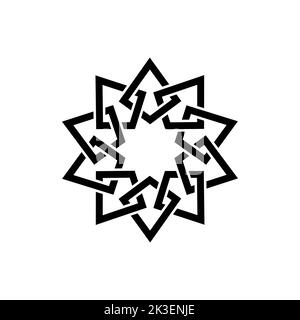 Modèle d'emblème géométrique avec éléments superposés. Motif islamique. Nœud celtique. Motif géométrique mandala de style arabe, logo noir isolé Illustration de Vecteur