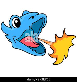 Un vecteur de la tête d'un dragon avec le feu qui en sort sur un fond blanc Illustration de Vecteur