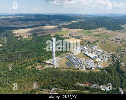 Rottweil, 15th août 2022, Allemagne. La tour de test d'ascenseur TK est une tour de test d'ascenseur. 246 mètres ou 807 pieds de haut. test en ascenseur à grande vitesse Banque D'Images