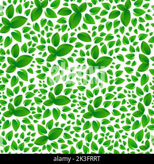 Motif feuilles vert abstrait sans couture, arrière-plan vectoriel de feuillage vert. Illustration de Vecteur