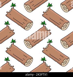 Un motif de dessin animé sans couture éditable composé de gribouillages en bois Illustration de Vecteur