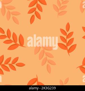 motif feuilles stylisé orange. Illustration vectorielle, motif d'arrière-plan de feuille Illustration de Vecteur