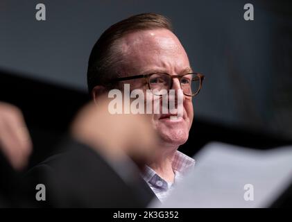 Austin Texas États-Unis, 24 septembre 2022: L'ancien secrétaire de presse DE la Maison Blanche ROBERT GIBBS lors d'une séance d'interview au Festival annuel de Tribune du Texas dans le centre-ville d'Austin. Gibbs a travaillé à la Maison Blanche d’Obama. ©Bob Daemmrich Banque D'Images
