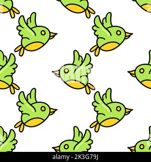 Un motif de dessin animé sans couture modifiable de dessins d'un oiseau Illustration de Vecteur