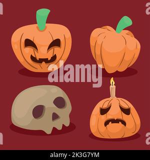 quatre icônes de célébration d'halloween Illustration de Vecteur