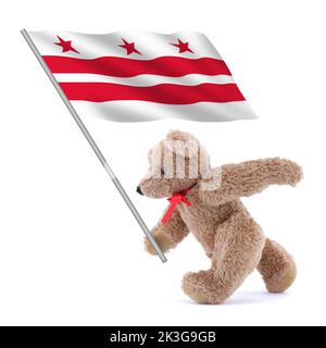 Drapeau de Washington DC porté par un adorable ours en peluche Banque D'Images