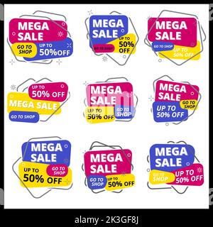 ruban bandeau collection promotion des ventes modèle arrondi coloré Illustration de Vecteur