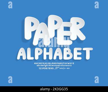 Ensemble de polices de caractères réalistes de dessin animé 3D avec lettres et chiffres de couleur blanche Illustration de Vecteur