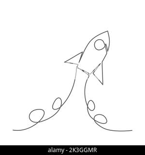 Mise en plan d'une ligne de fusée. Concept de démarrage, Rocket, Space Illustration de Vecteur