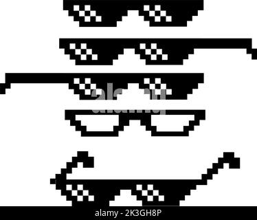 icône de lunettes de pixels sur fond blanc. signe de vie de voyou. symbole de lunettes de pixels de voyou de mme de vie de voyou. style plat. Banque D'Images