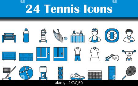 Jeu d'icônes de tennis. Contour gras modifiable avec Color Fill Design. Illustration vectorielle. Illustration de Vecteur