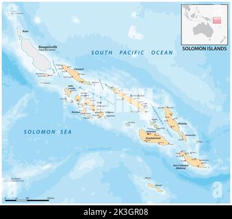 Carte vectorielle de l'état océanique des îles Salomon Banque D'Images