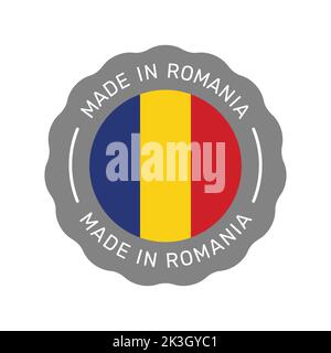 Badge vectoriel coloré en Roumanie. Étiquette avec drapeau roumain. Illustration de Vecteur