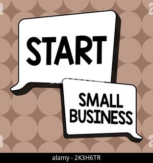 Affiche Start Small Business. Approche d'affaires aspirant Entrepreneur une nouvelle industrie de commerce de risque Banque D'Images