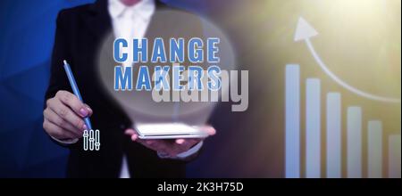 Texte montrant inspiration change Makers. Aperçu de l'entreprise jeunes Influk Acitists urbanisation mode Gen X Banque D'Images