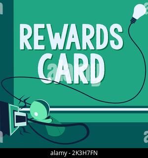 Affiche manuscrite carte de récompenses. Concept d'entreprise Gagnez des points en argent grâce à des programmes d'incitation à l'achat quotidiens Banque D'Images