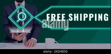 Écriture affichant le texte Free Shipping. Approche commerciale fret consignation chargement chargement chargement chargement chargement chargement expédition transport transport Banque D'Images