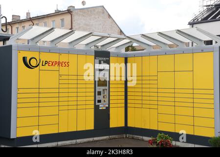 Vilnius, Lituanie 23 septembre 2022 LP Express est un réseau de machines de poste et de services d'expédition qui appartient à la poste lituanienne. Livraison rapide Banque D'Images