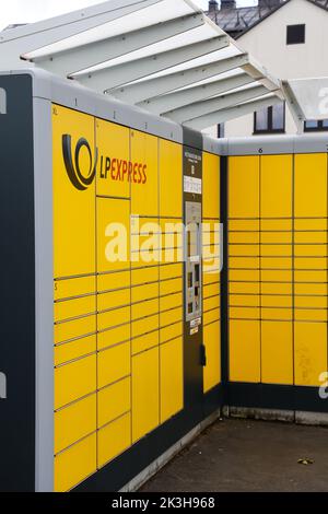 Vilnius, Lituanie 23 septembre 2022 LP Express est un réseau de machines de poste et de services d'expédition qui appartient à la poste lituanienne. Livraison rapide Banque D'Images