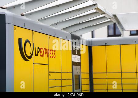 Vilnius, Lituanie 23 septembre 2022 LP Express est un réseau de machines de poste et de services d'expédition qui appartient à la poste lituanienne. Livraison rapide Banque D'Images