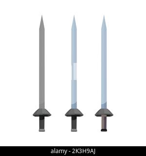 Ensemble de deux épée en métal, épées droites, épée en Asie, épée vectorielle réaliste isolée sur fond blanc, illustration vectorielle, poignards et couteau Illustration de Vecteur