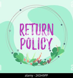 Politique de retour de texte manuscrite, concept d'entreprise remboursement de la taxe Conditions générales de vente au détail sur l'achat Banque D'Images