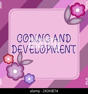 Affiche indiquant l'encodage et le développement. Word pour la programmation de programmes d'assemblage simple Banque D'Images