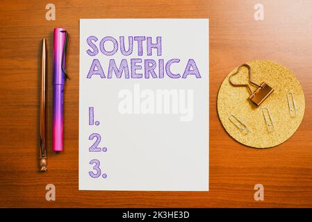 Inspiration montrant le signe de l'Amérique du Sud. Aperçu des affaires continent dans l'hémisphère occidental Latinos connu pour les carnavals Banque D'Images