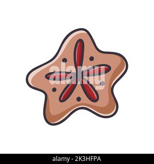 Bande dessinée star cookie de Noël. Illustration vectorielle isolée de pâtisserie maison traditionnelle de fête. Papillotes décorées Illustration de Vecteur