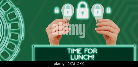 Affiche être votre propre patron. Mot écrit sur le moment pour avoir un repas Pause du travail détente manger repos de boisson Banque D'Images