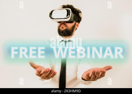 Inspiration montrant le webinaire Sign Free. Présentation de l'entreprise Séminaire d'atelier de conférence qui est transmis sur le Web Banque D'Images