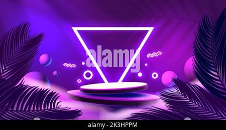 Podium cyber star, scène d'événement, lampe de podium de jeu. Illustration vectorielle Illustration de Vecteur