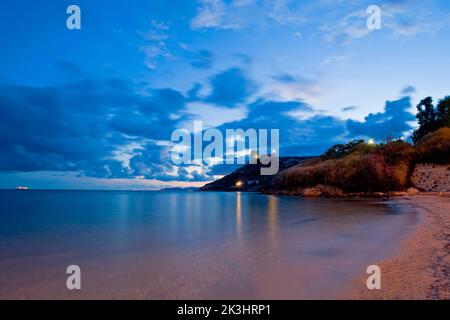 Calamosca, Cagliari, par nuit, Sardaigne, Italie Banque D'Images