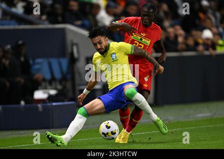 LE HAVRE - (lr) Alex Telles du Brésil, Kamaldeen Sulemana du Ghana pendant l'International friendly entre le Brésil et le Ghana au Stade Oceane sur 23 septembre 2022 au Havre, France. ANP | hauteur néerlandaise | Gerrit van Keulen Banque D'Images