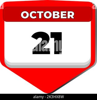21 octobre Vector icône calendrier jour. 21 date d'octobre. Vingt et unième jour d'octobre. 21th numéro de date. calendrier de 21 jours. Vingt et une date. Senior mondial Illustration de Vecteur