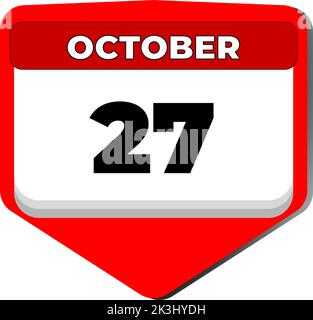 27 octobre Vector icône calendrier jour. 27 date d'octobre. Vingt-septième jour d'octobre. 27th numéro de date. calendrier de 27 jours. Vingt-sept date. Moldavie Illustration de Vecteur