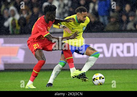 LE HAVRE - (lr) Idrissu Baba du Ghana, Neymar Junior du Brésil pendant le match international amical entre le Brésil et le Ghana au Stade Oceane sur 23 septembre 2022 au Havre, France. ANP | hauteur néerlandaise | Gerrit van Keulen Banque D'Images