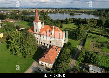 Chromyne, république tchèque - château Renaissance Chromyne, région de Moravie, république tchèque, Europe, vue panoramique aérienne Banque D'Images