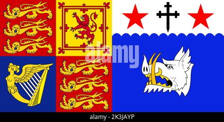 Camilla Queen Royal Standard Flag, drapeau du Royaume-Uni, Queen Consort of the King Charles Third, 2022 Illustration de Vecteur