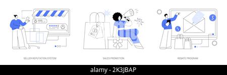 Illustrations vectorielles de la stratégie de vente au détail. Illustration de Vecteur