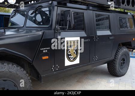 La Coruna, Espagne; 23 septembre 2022: La Coruna, Espagne; 23 septembre 2022: Grupo Especial Operaciones camion GEO de Policia Nacional Espagnol N Banque D'Images